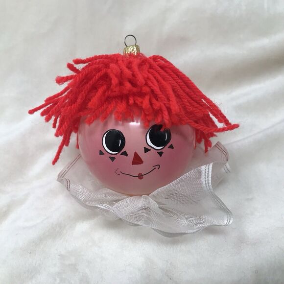 Vintage Raggedy Ann & Andy Glass Ball Christmas Ornaments Made Italy Set of 2 - Picture 9 of 11